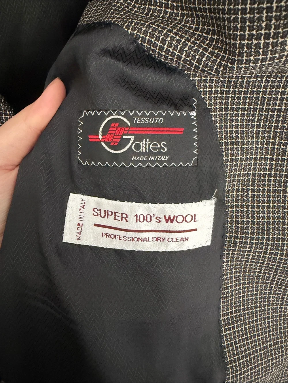 Zanettis Super 100s Wool Sport Coat Blazer Made in Italy Men 54T Brown Check 44L